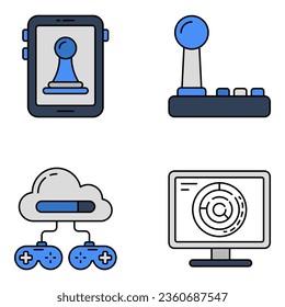 Paquete de iconos planos de equipos de juego 


