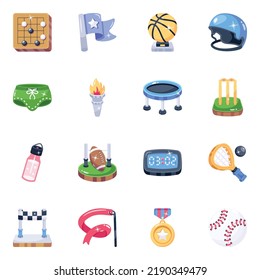 Pack of Games Accessories  Flat Icons

