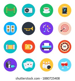 
Pack of Gaming and Music Flat Icons 