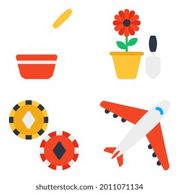 Paquete de juegos y actividades al aire libre Iconos planos 