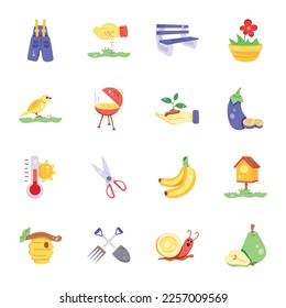 Pack of Gardening and Farming Flat Icons 

