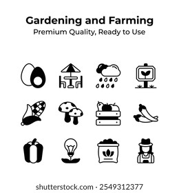 Pack of gardening and farming icons in modern style