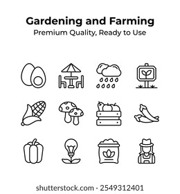 Pack of gardening and farming icons in modern style