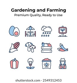 Pack of gardening and farming icons in modern style