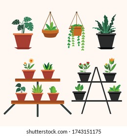 Pack of Gardening icons. Seedling flat icons. Collection of plant icons