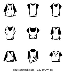 Paquete de prendas de vestir Iconos de glifo 

