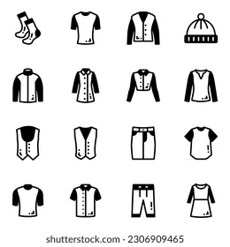 Pack of Garments Glyph Icons 

