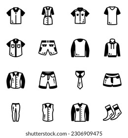 Pack of Garments Glyph Icons 

