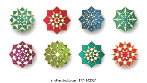 pack of geometric floral paper ornament for islamic design