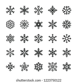 Pack Of Geometric Snowflake Line Icons