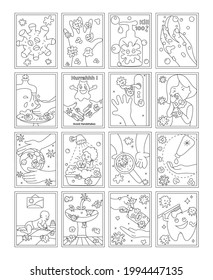 Pack of Germs Colouring Page Vectors