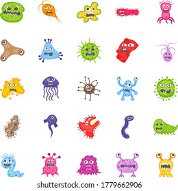 Pack Of Germs Flat Icons 