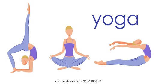 Pack of a girl who does yoga, abstract design.
