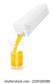 Pack and Glass for drink with orange juice. Kitchen tableware. Isolated on white background. Eps10 vector illustration.