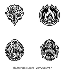 Pack of Glyph Style Deity Symbols Icons 
