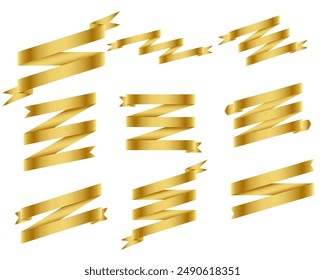 pack of golden ribbon elements banner for event decor vector