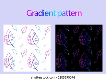 pack gradient pattern leaves in black and white background