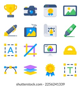 Paquete de iconos planos de diseño gráfico

