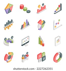 Pack of Graphs Isometric Icons

