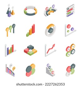 Pack of Graphs Isometric Icons

