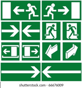 Pack of green evacuation symbols