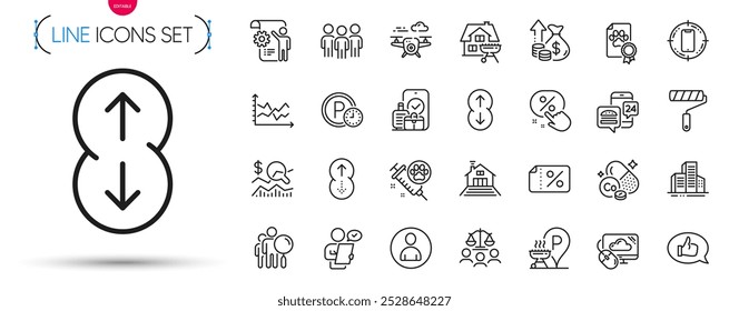 Pack of Grill place, Home grill and Smartphone target line icons. Include Discount button, Settings blueprint, Food app pictogram icons. Feedback, Cloud computing, Buildings signs. Vector