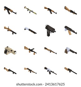 Pack of Gun Isometric Icons

