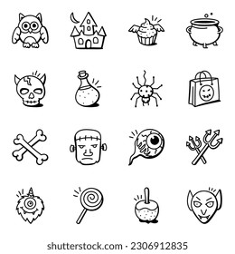 Pack of Halloween Doodle Icons 


