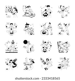 Pack of Halloween Event Hand Drawn Illustrations 

