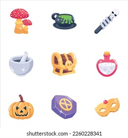 Pack of Halloween and Magic 2D Icons 

