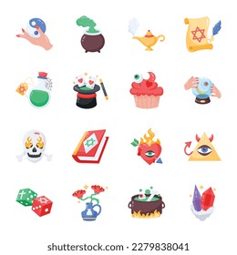 Pack of Halloween and Magic Flat Stickers 

