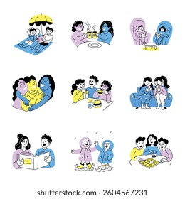 Pack of Hand Drawn Friends Bonding Illustrations 

