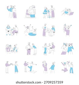 Pack de Ilustraciones de amigos dibujados a mano 