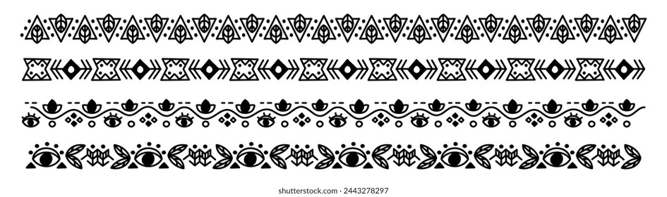 Pack of hand drawn ornamental decoration border divider