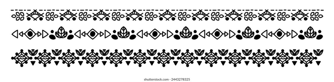 Pack of hand drawn ornamental decoration border divider