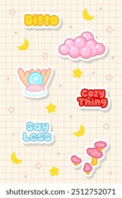 a pack of hand drawn pastel decoration sticker