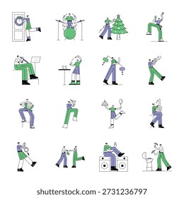 Pacote de ilustrações da sociedade desenhadas à mão 

