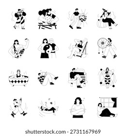 Pack of Hand Drawn Wellness and Self Care Illustrations 
