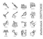 Pack of Hand Tools and Instruments Line Icons