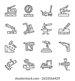 Pack of Hand Tools Line Style Icons 