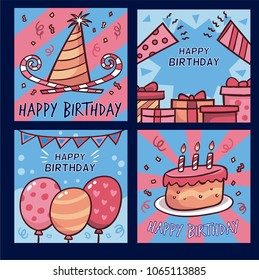 pack of happy birthday greeting card and invitation