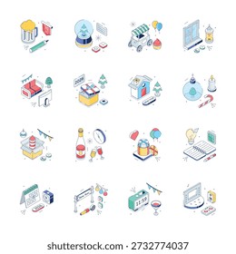 Pack of happy new year 2026 Isometric illustration in trendy design style