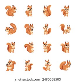 Pack of Happy Squirrel Flat Icons 

