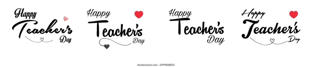 pack of Happy Teachers Day lettering text. Lettering poster with text Happy teachers day.Happy teachers day lettering vector illustration.