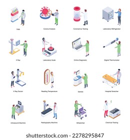 Pack of Healthcare Services Isometric Illustrations


