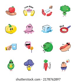 Pack of Healthy Diet Doodle Stickers 
