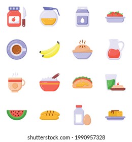 Pack of Healthy Diet Flat Icons