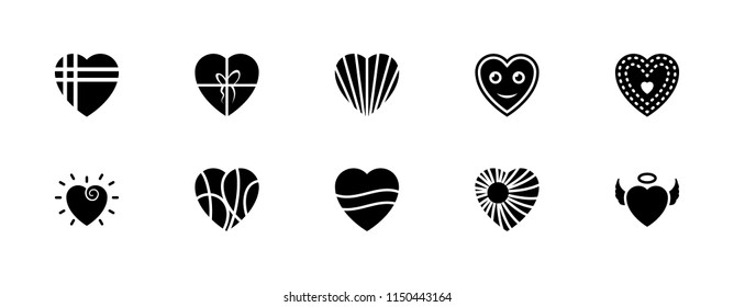 Pack of Hearts Glyph Vector Icons 