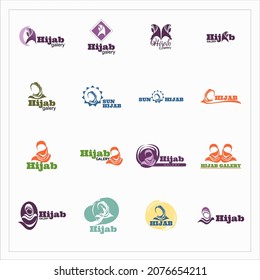 pack of hijab logo in many form and colour, easy to change, can use for hijab store, mosleem logo, or etc
