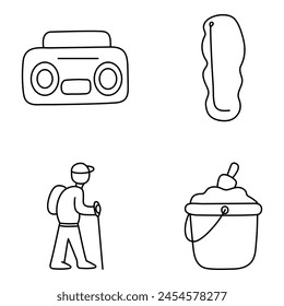 Paquete de Icono lineal de senderismo

